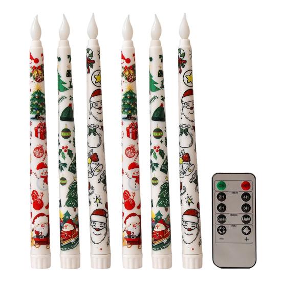 6Pcs LED Taper Candles Battery Operated Flameless Candles with Remote Control Christmas Light-up Candles for Home Winter Festive Decor