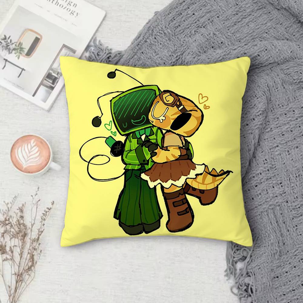 Dandys World Sprout Double-Sided Printed Square Pillow Cover Decorative Cushion Cover For Sofa Bedroom Bedside Peach skin 18*18(CM)-1Pcs