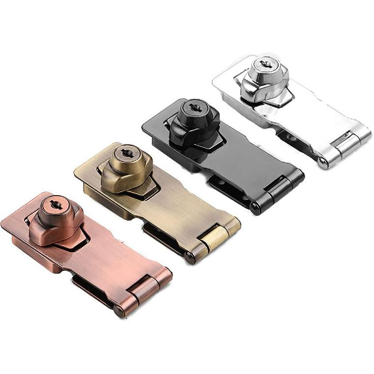 1pcs Zinc Alloy Hasp Latch Locks, 2.5 Inches, with 2 Keyed Hasp Latches Locking Knob, Drawer Lock Filing Cabinet Lock Closet Lock, Safety Hasp Lock,