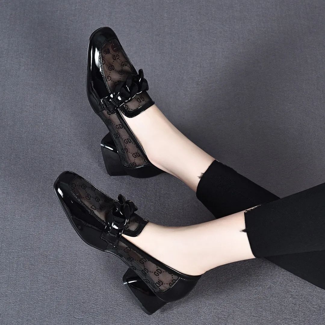 

Туфли для женщин 2024 года, обычная кожаная повседневная женская летняя обувь, элегантные мокасины на низком каблуке, прозрачный квадратный носок, прозрачный шик 39 35