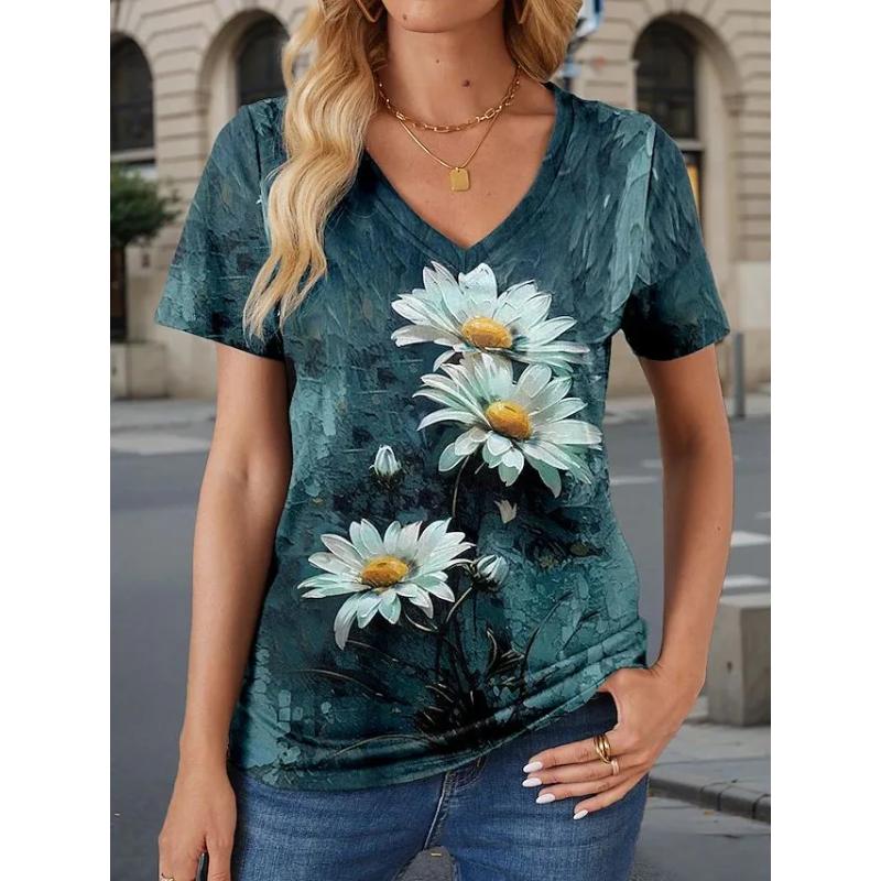 Women's Fashion V-neck Top Loose Short Sleeve Versatile Comfortable T-Shirts Women’s