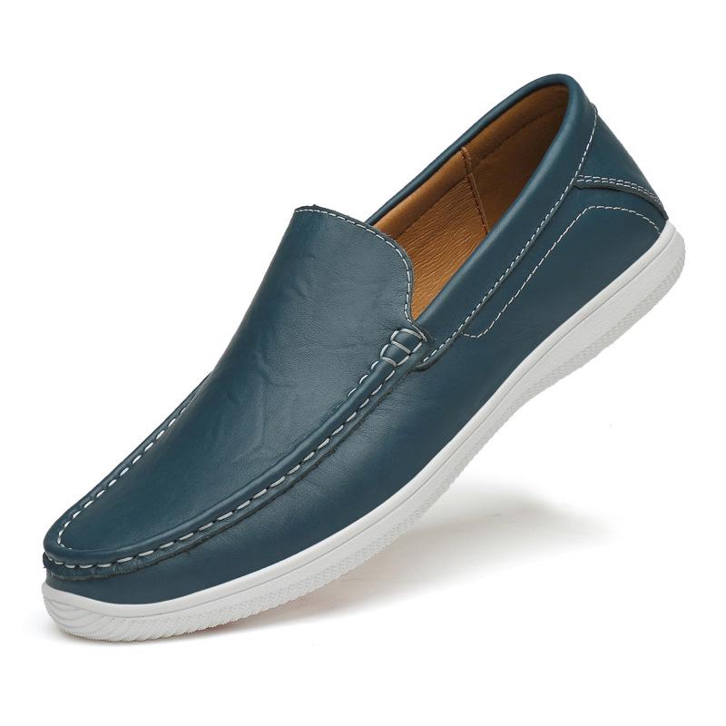 Men s Large Size Slip-On Leather Driving Shoes - Casual, Breathable, and Genuine Cowhide 41
