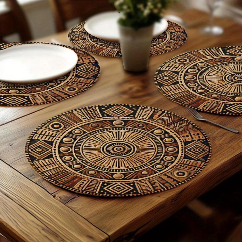 Bohemian Circular Placemat 13.8 Inch Washable Placemat Geometric Design Table Mat Party Decorations Kitchen Accessories