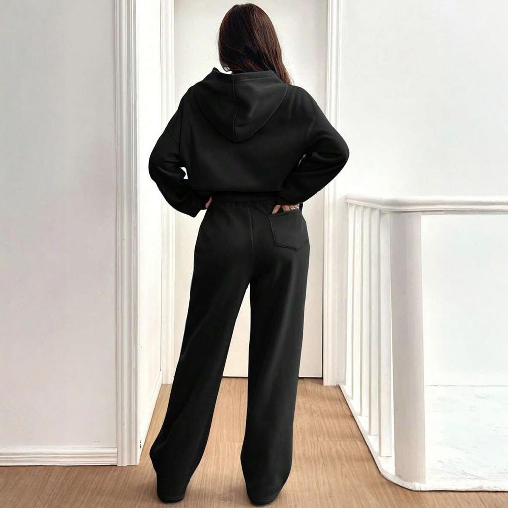 Women's Casual Warm Hoodie Casual Pants  Winter Sports Suit
