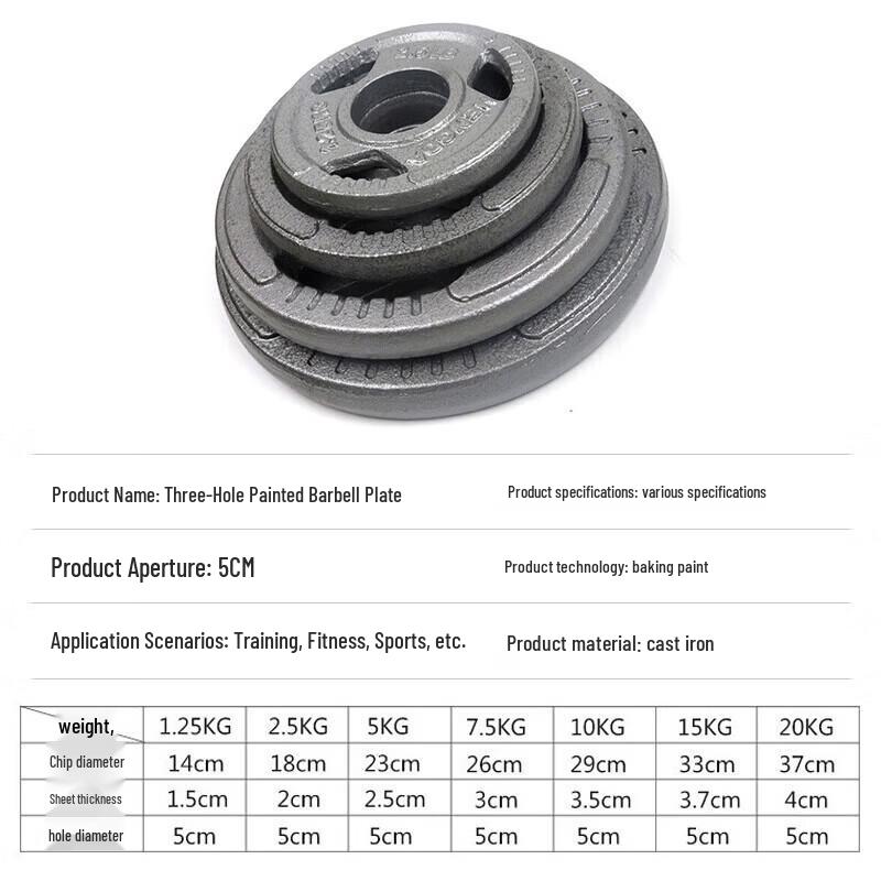 Jingshengxun Cast Iron Tri-Grip Barbell Weight Plate