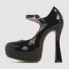 Sapatos de salto alto femininos, plataforma impermeável, couro envernizado, outono e inverno 2025 - tamanhos grandes disponíveis