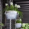Plastic Hanging Water Catcher Tray for Round Hanging Baskets Plant Pot Clear Drip Pan Saucers with Built-in Hooks  8/10/12Inch
