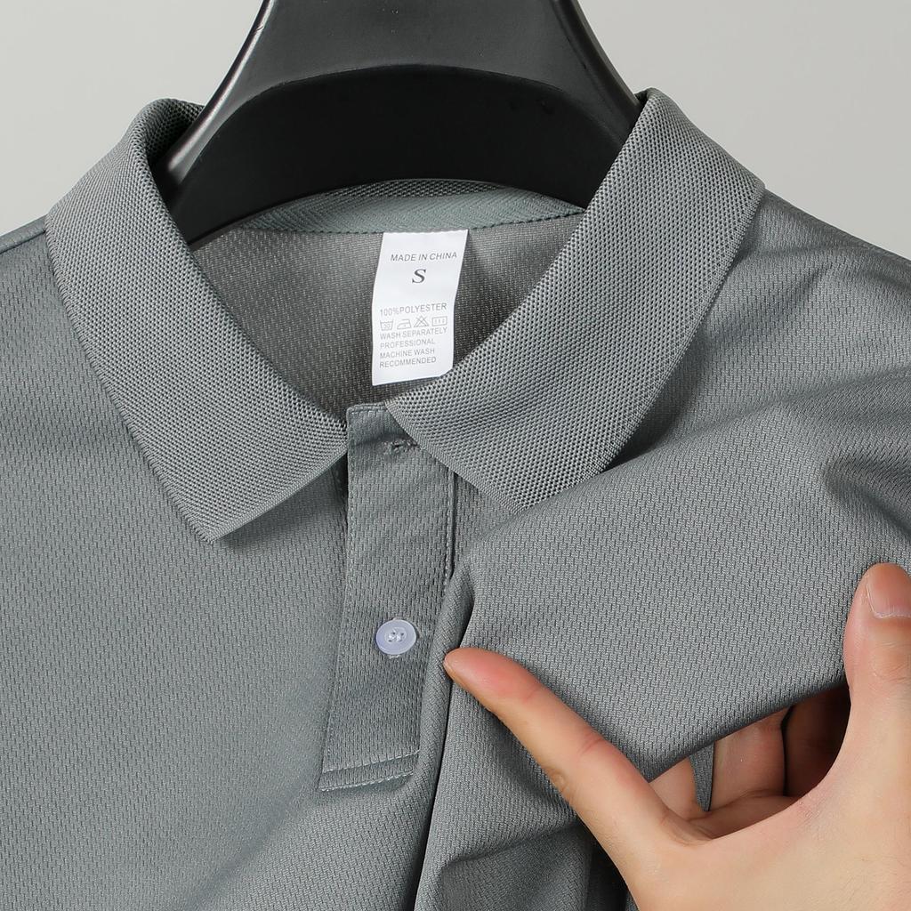 European Men's Summer Mesh Breathable Short Sleeve Polo Shirt - Slim Fit Casual T-Shirt