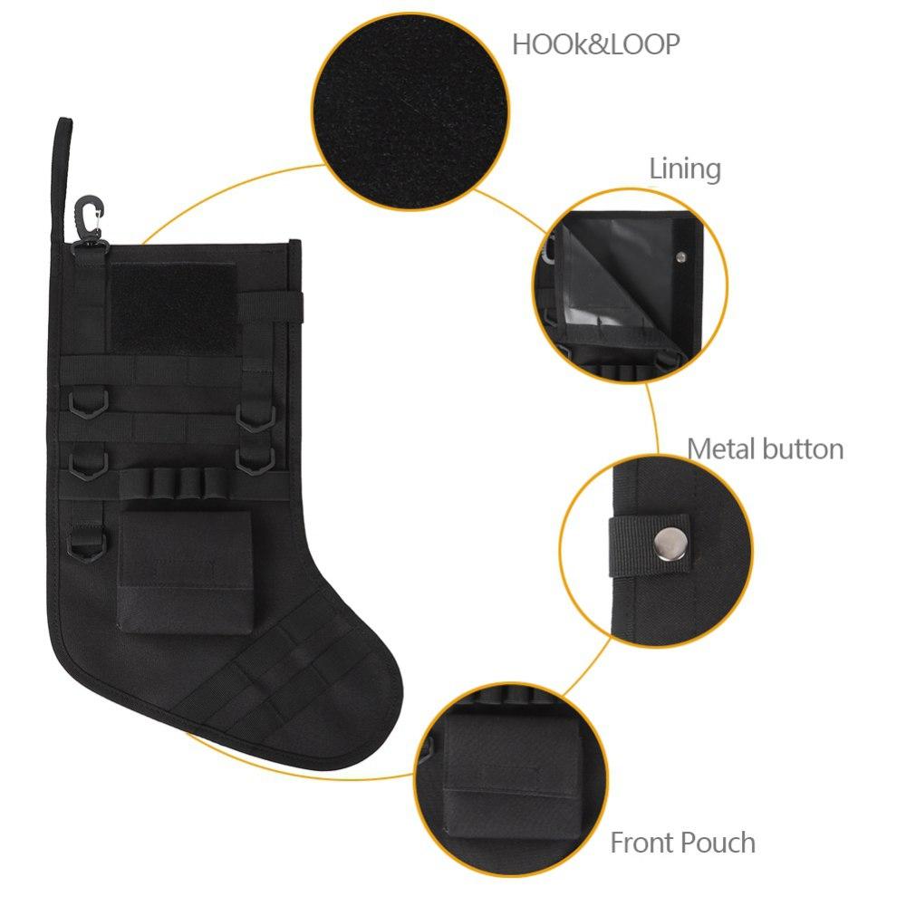 1000D Nylon Hanging Tactical Christmas Gift Socks Outdoor Sports Molle Storage Bag Christmas Stocking For Xmas Tree Pendant