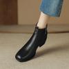 Krazing Pot Cow Skin Winter Square Toe Thick Heels Chelsea Fashion Boots Women Slip on Women Ankle Boots