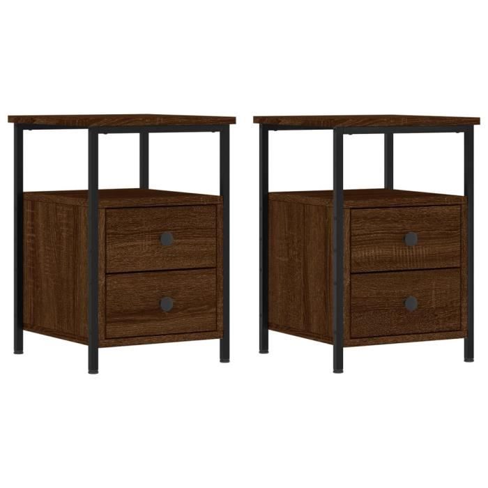 VidaXL Tables de chevet 2pcs chêne marron 34x35,5x50cm bois ingénierie 826022