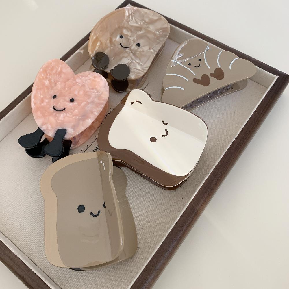 Cartoon Acetic Acid Grab Clip Acetic Acid Croissant Claw Clip Bread Shape Hair Claw  Daily