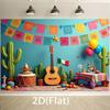 Bannière de fête festival mexicain 2D - Facile à accrocher - Décoration de fond d'anniversaire mexicain