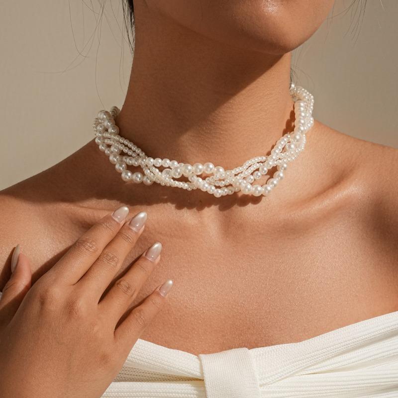 Imitation Pearl Necklace Fashion Retro Jewelry Women's Light Luxury Niche High-end Hokr Collar