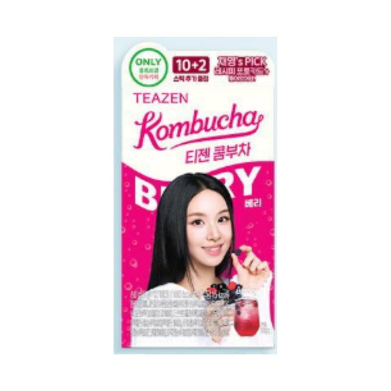 TEAZEN Kombucha Stick 10+2 Pack (9 Flavors) - Korean Zero Sugar Fruit Tea Mix with Recipe Photocard