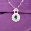Oval Green Emerald Gemstone Sterling Silver Mother Gift Birthday May New Pendant PP-57-5