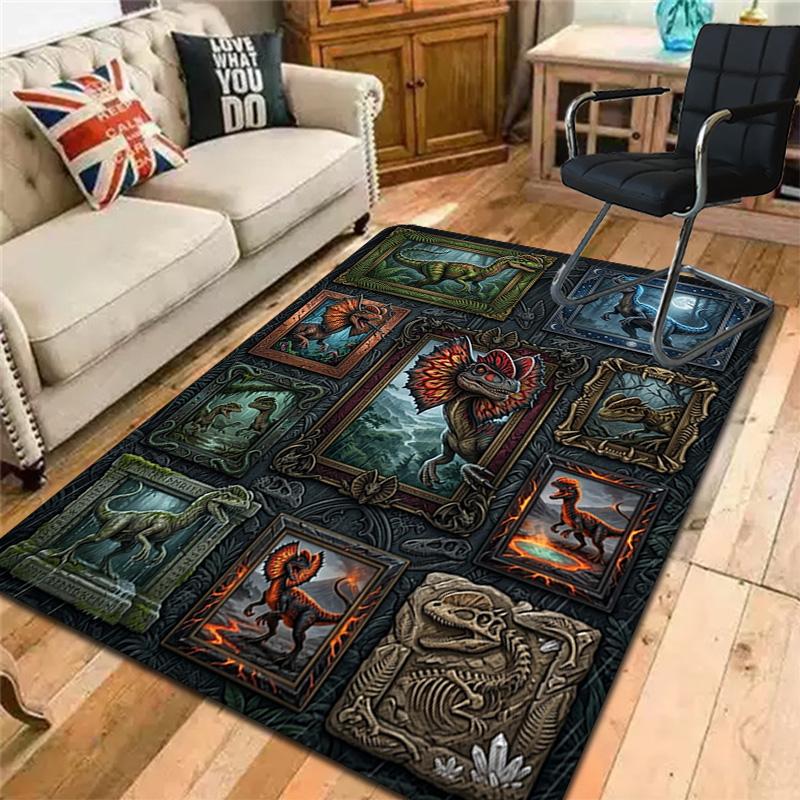 Dinosaur Collection Pattern Rug Floor Mat for Living Room or Bedroom Soft and Comfortable Carpet a Gift for Birthday and Holiday.