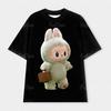 Labubu Kasing Lung Cosplay cloth 3D summer T-shirt Anime Short Sleeve Top White and Black Short Sleeve T-Shirt