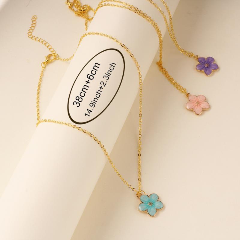 Flower Pendant Necklace For Women Romantic Cherry Blossom Choker Girls Party Wedding Neck Jewelry Gift