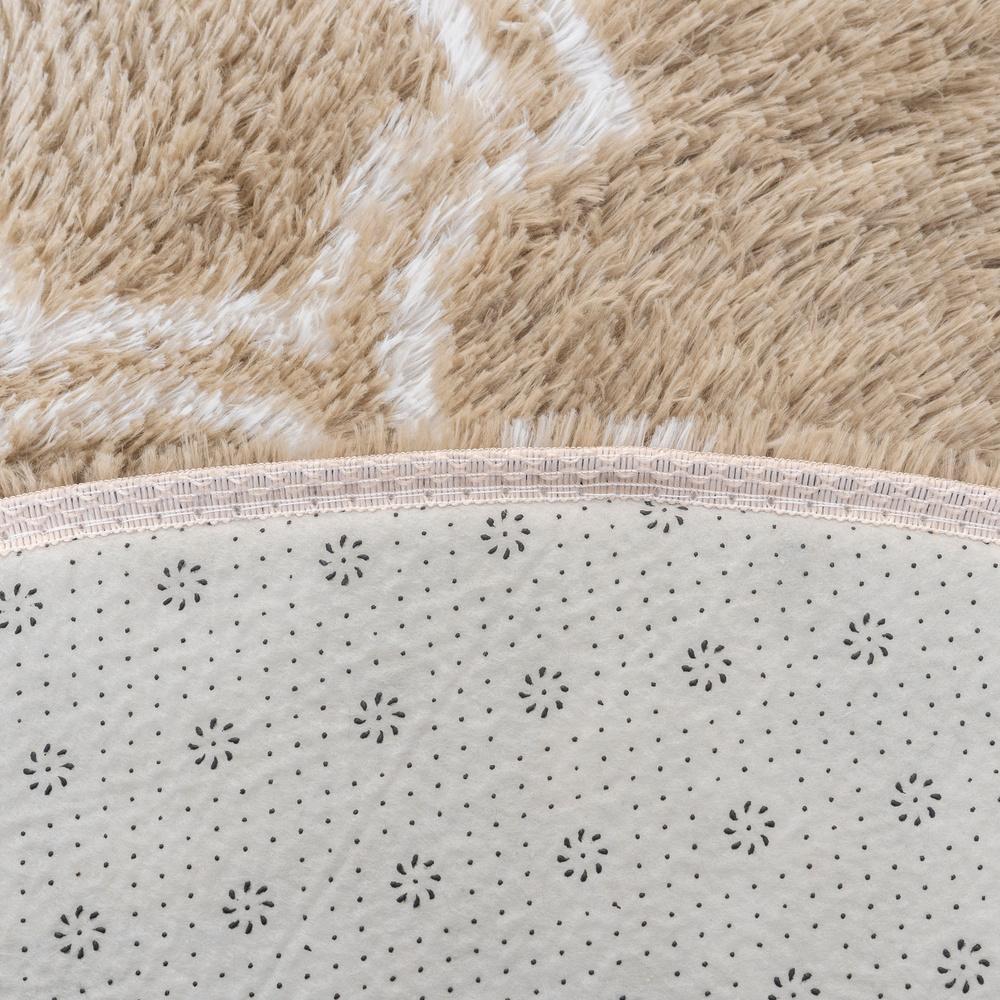 Dywan okrągły do salonu shaggy DECOR antypoślizgowy miękki puszysty 140x140 Khaki Lantern
