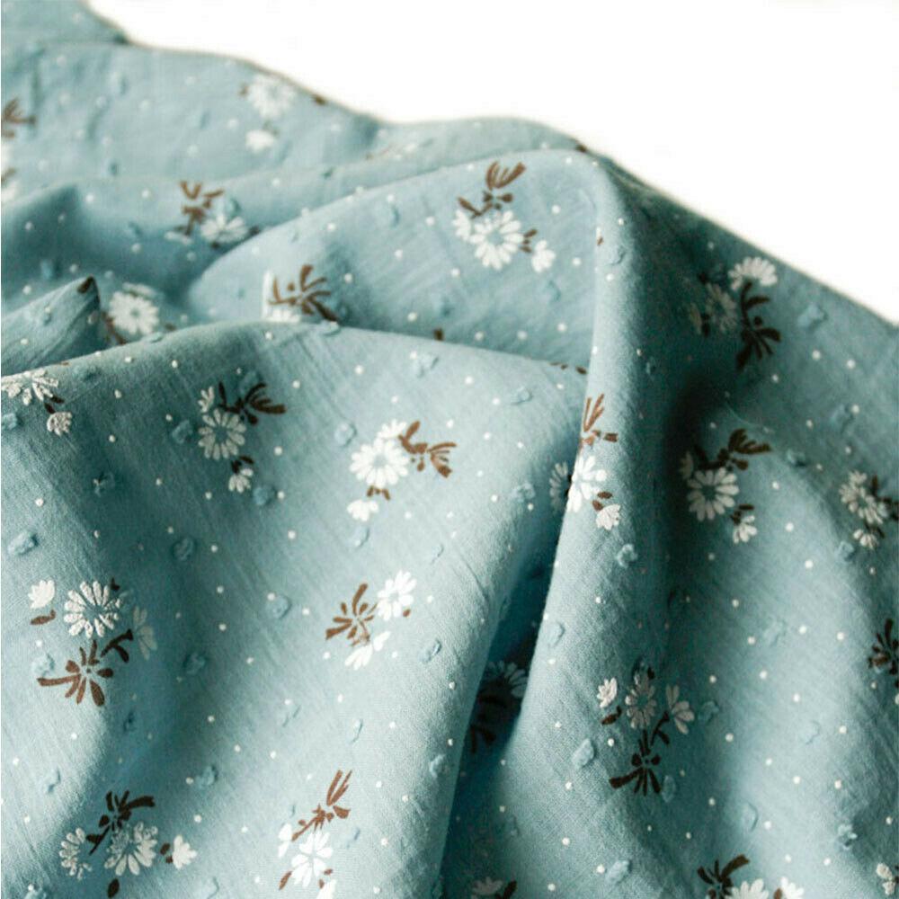 45x135CM Daisy Fresh Floral Bubble Printed Breathable Pure Cotton Fabric Diy Sewing Quilting Craft Girls Dress Skirt Clothing