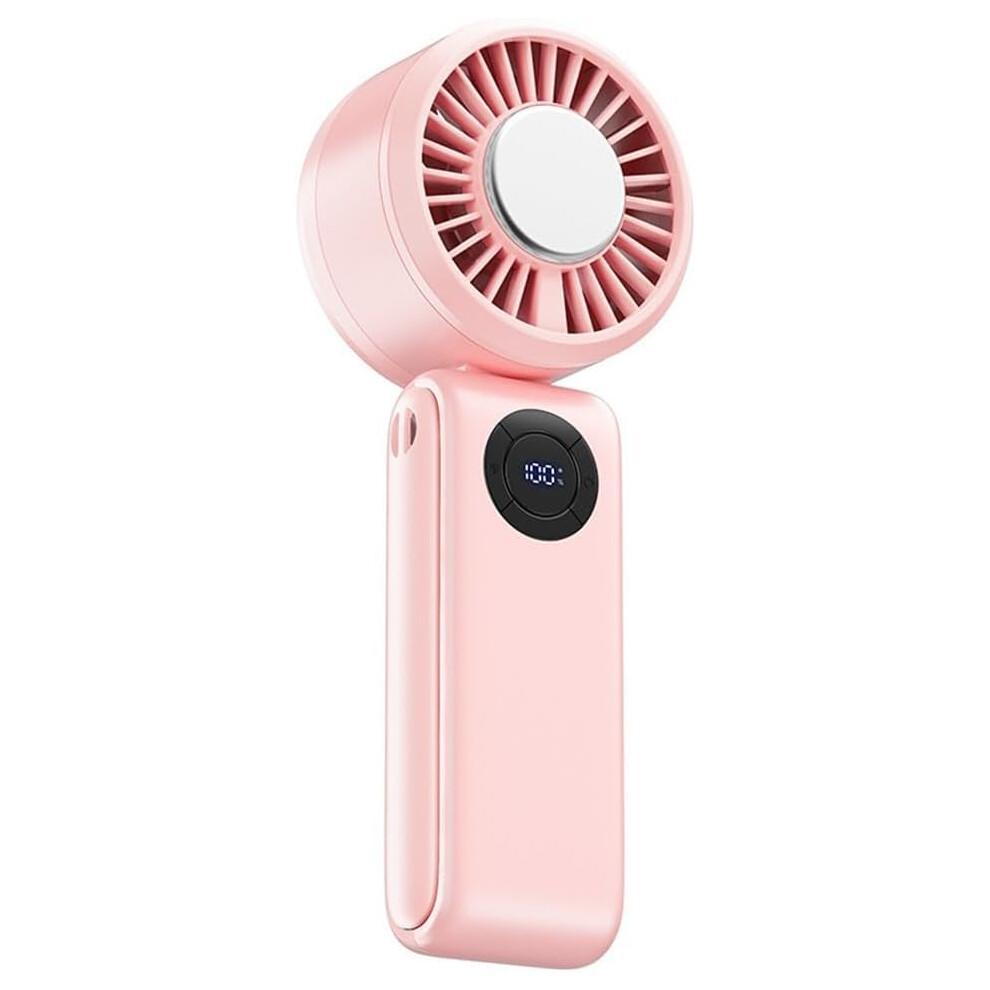 Portable Handheld Fan with Semiconductor Cooling, Folding USB Rechargeable for Travel Outdoor (Pink)