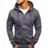 Men S Solid Color Zip Up Hooded Long Sleeve Cardigan Sweatshirt