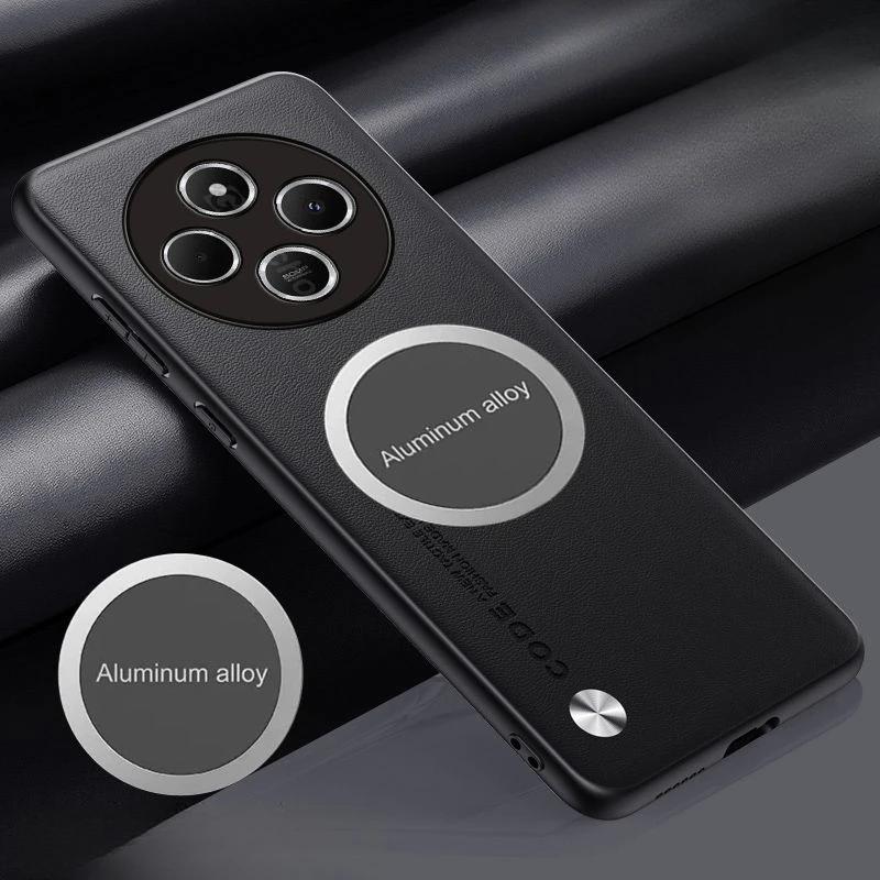 Metal Magnetic Car Holder Leather Case For Redmi A5 A4 A3 A3Pro 14C 4G 5G Skin Feel Carbon Fibre Shockproof Protect Cover