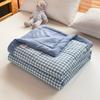 Japanese Plaid Printed Summer Thin Quilt Simple Breathable Air Conditioning Blanket for Office Soft Home Decoration for Bedroom