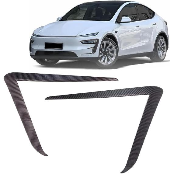 Front Fog Light Trim Cover for Tesla Model Y Juniper Eyebrow Spoiler Accessories Fog Lamp Frame Blade Trim Compatible with 2025 2026 Model Y Juniper