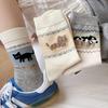 Simple Original Socks Socks Boneless Socks Retro Style Pet Park Cute Cartoon Medium Tube Kitten Cotton Socks Average Size