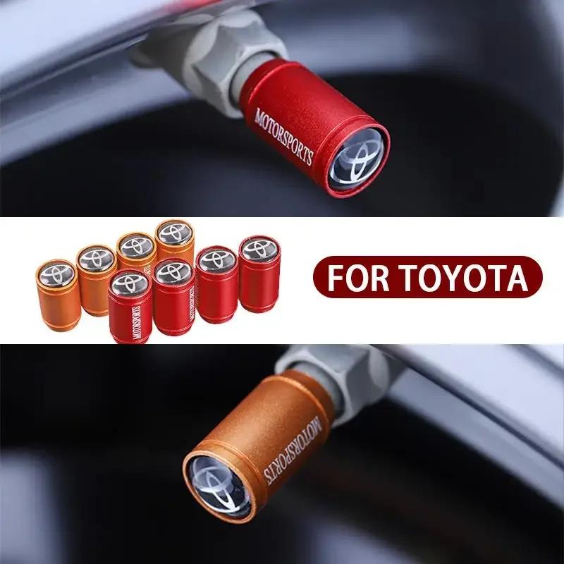 4Pcs Matt Car Wheel Tire Valve Caps for Toyota RAV4 Corolla Camry Frontier Supra C-HR Hilux Tacoma PradoCorolla CHR Accessories