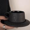 Cold Wind Moon Texture Coffee Cup and Saucer Set Ceramic Latte Cup Afternoon Tea Water Cup Couple Cup Dark Black