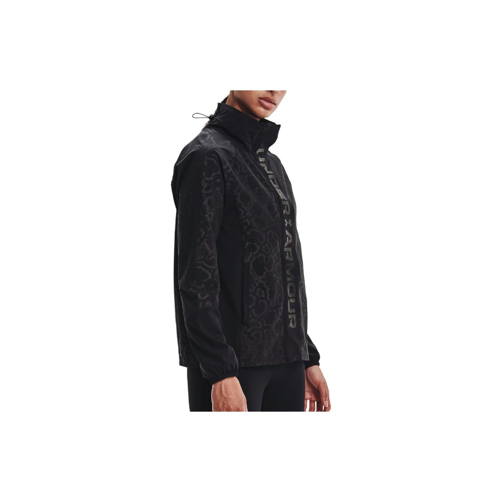 Under Armour Letter Print Zip Collar Jacket Women jackets Black 1365953-001