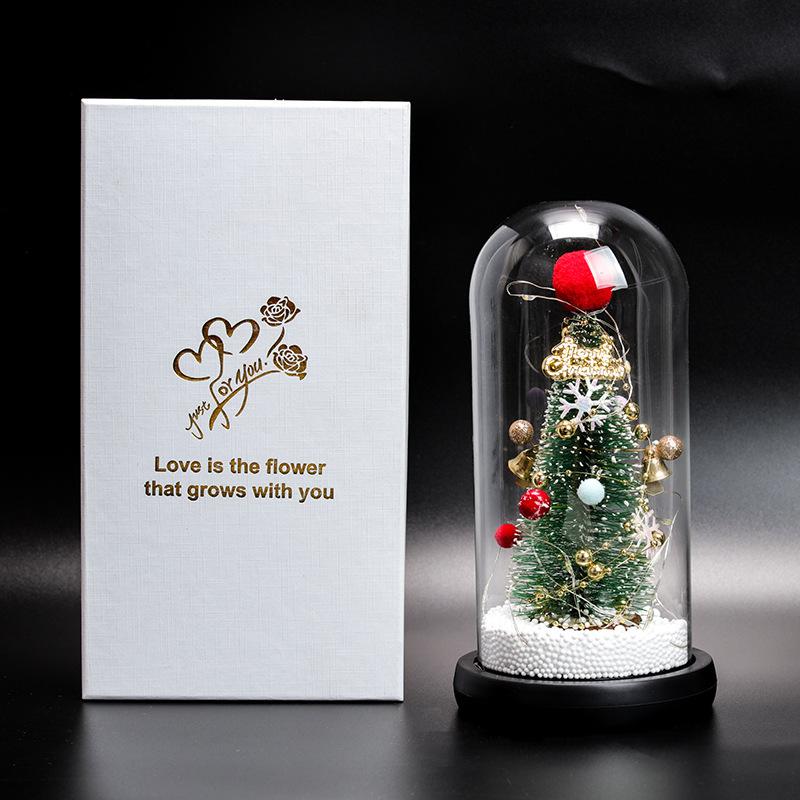 Christmas glass cover Christmas tree ornament decoration gift with light music rotating USB