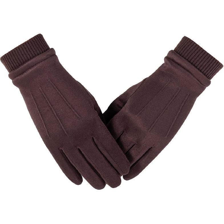 Winter Suede Gloves Women, Warm Wool Lining Touchscreen Texting