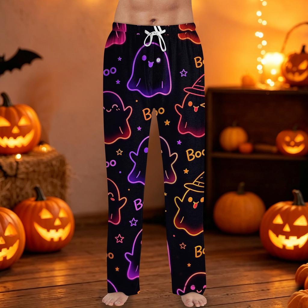 Men's Halloween Print Drawstring Lounge Pants Casual Sleepwear Soft Comfortable Fit Relaxed Style