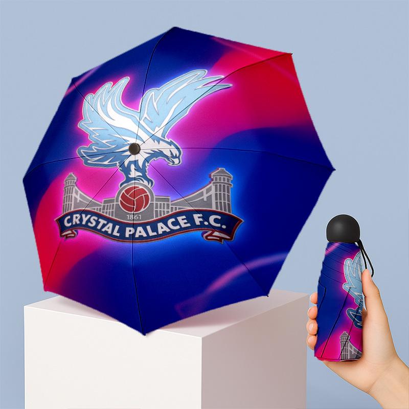 Crystal Palace Football Pattern Printed Mini 5 Folds 8 Ribs Compact Umbrella Windproof Waterproof Lightweight Portable Folding