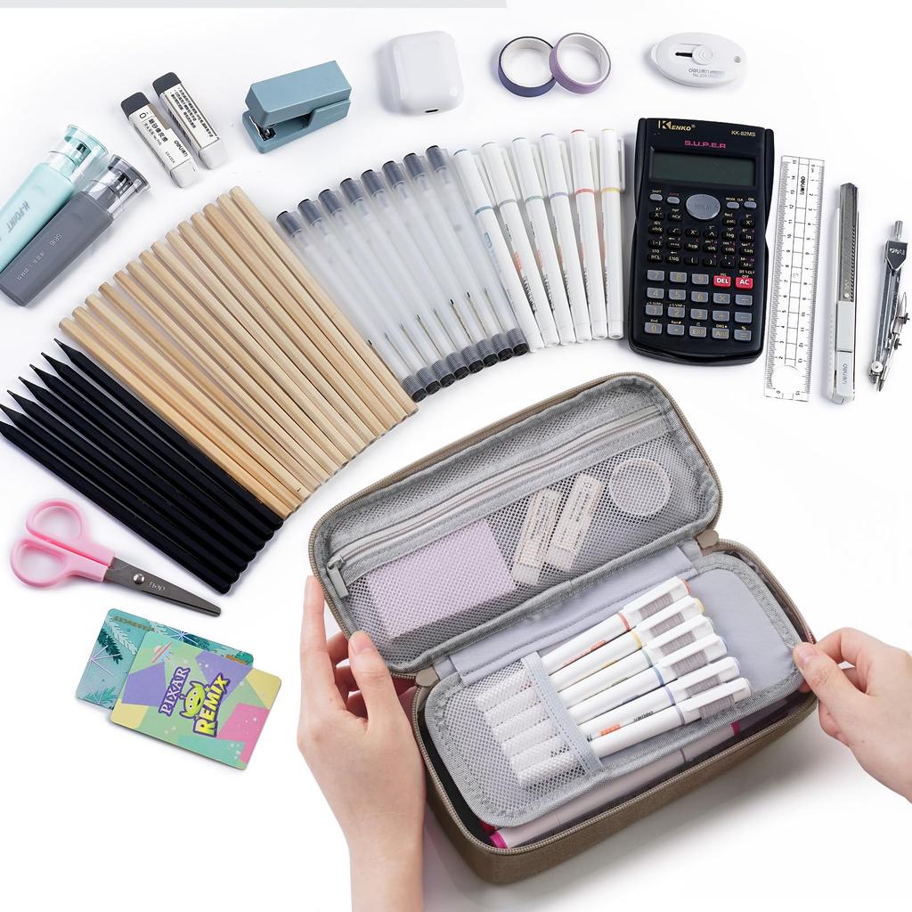 WEMATE Large Capacity Pencil Stylish Zippered Pen Powerful Organization and Gadget Storage Business For Elementary School High School and College