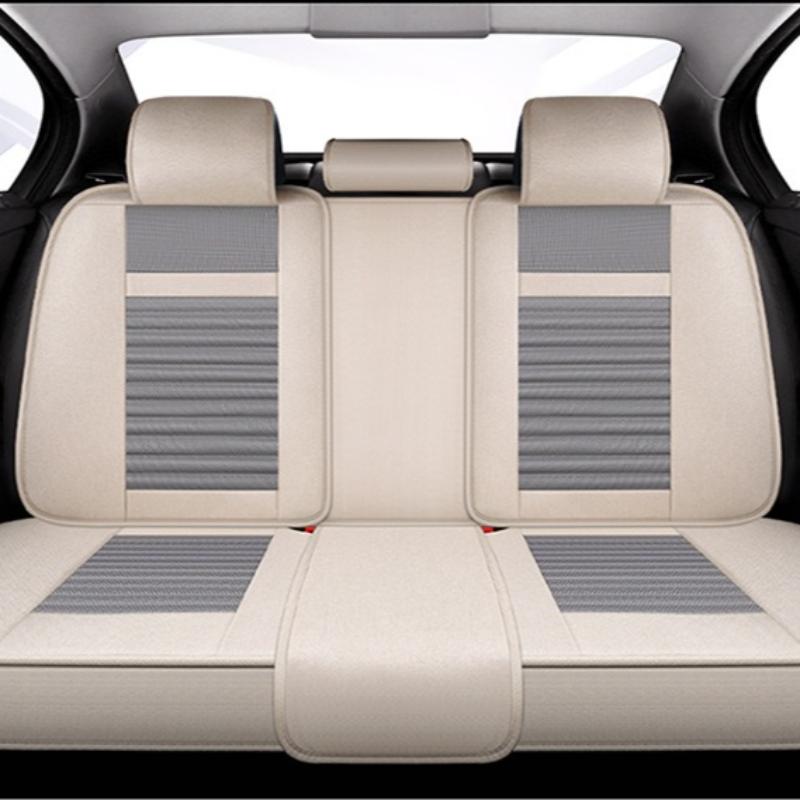 5-Seat Car Seat Cover Set, Full Car Seat Cushion Linen Car Seat Cover, All-Season Car Seat Cover Set, Compatible with Five-Seat Vehicles