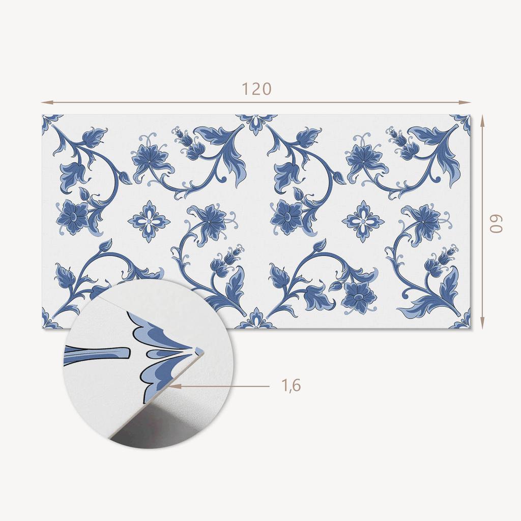 Self-Adhesive Vinyl Wall Decor For Interiors 120x60 cm Floral Pattern on the Background