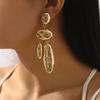 Exaggerated Light Luxury Metal Geometric Earrings for Women Oval Pendant Eardrop Retro Punk Classic Jewelry Gifts