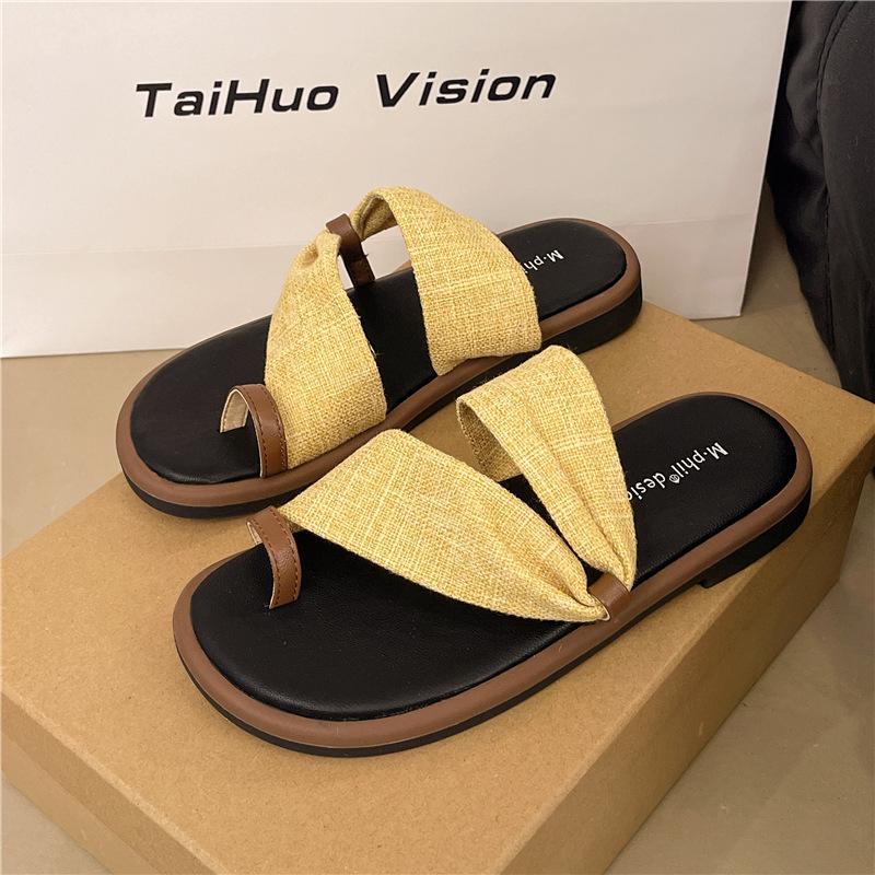 

Премиальный сенс универсальный набор тапочек для пальцев женские летние модный дизайн сенс плоская подошва открытый носок пляжный отпуск прохладные тапочки женские 40 жёлтый