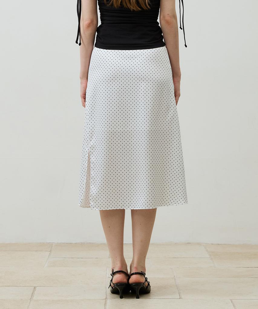 Alikim Tiny Dot Slit Skirt / White