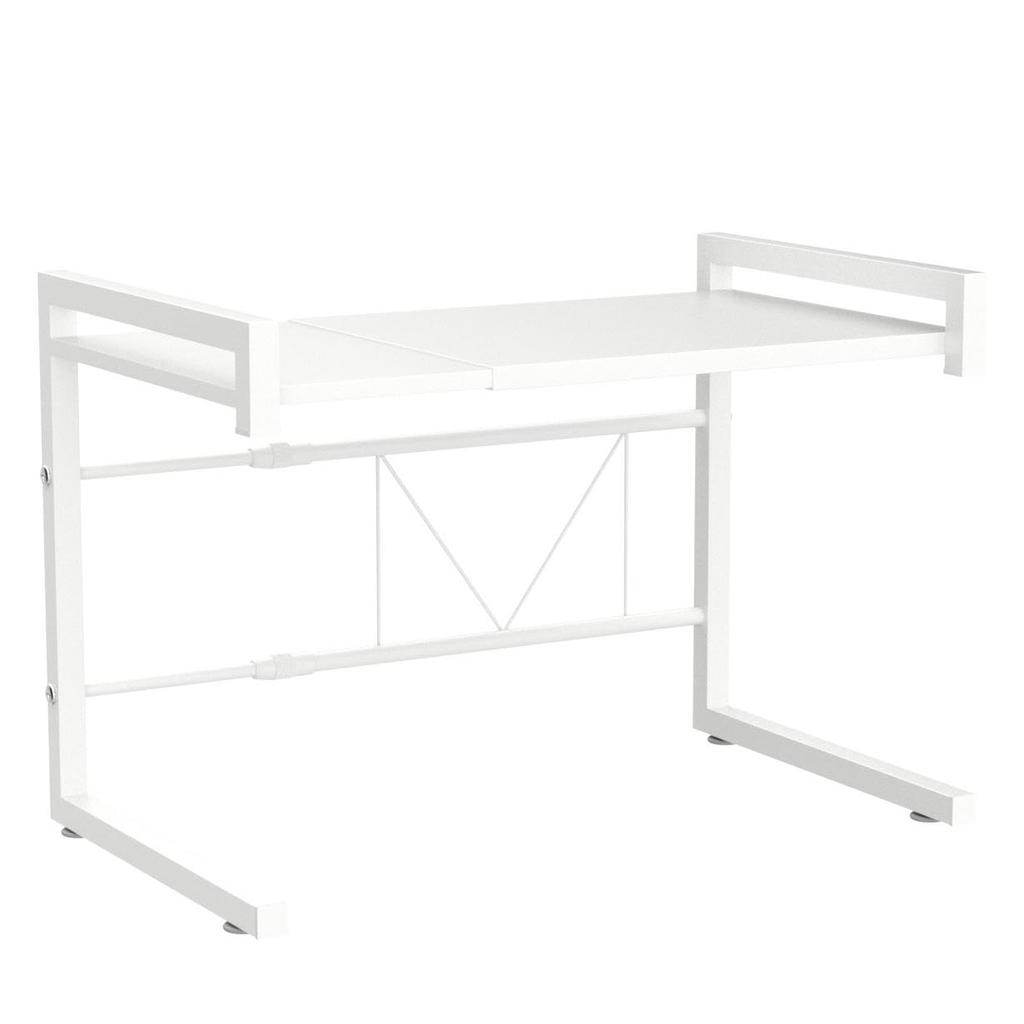 BESONT Over-the-Range Steel Rack, Extendable, 39-54cm Wide, 30kg Load Capacity, Kitchen Storage Shelf (White, Small)