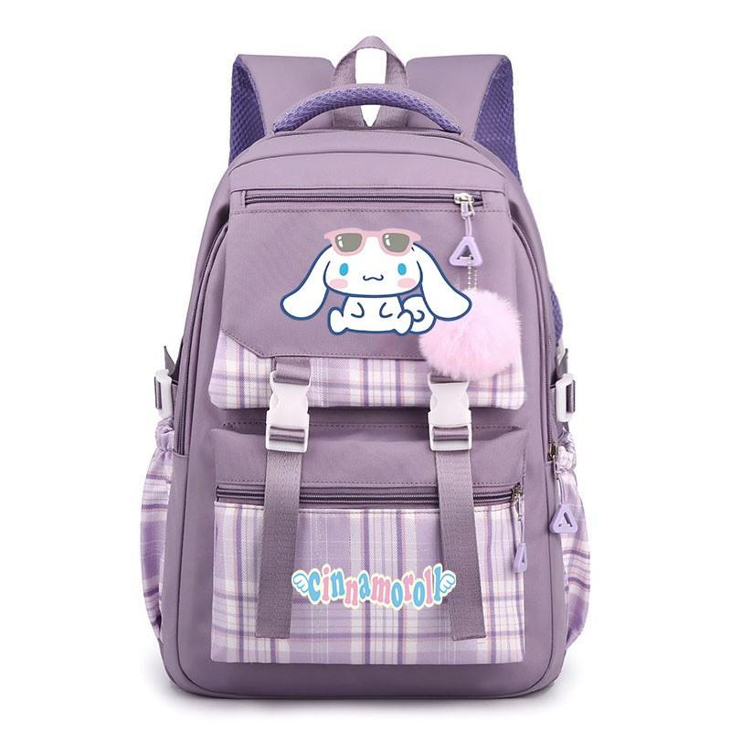 Cinnamoroll Kids School Backpack Boys Girls Large Capacity 20-35L Nylon Dual Strap Bag With Arc Shoulder Straps