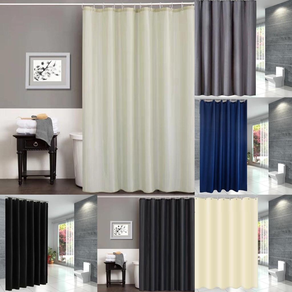 Waterproof Color Solid Polyester Shower Curtain Hooks Set For Bathroom Decor