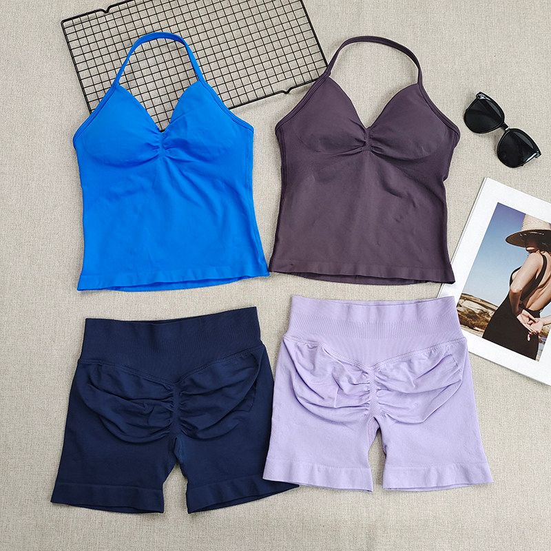 Butt-Lifting Shorts Impact New Product! Peach Butt Fitness Bra Yoga Set Halter Neck Beautiful Back Sports Tank Top for Women