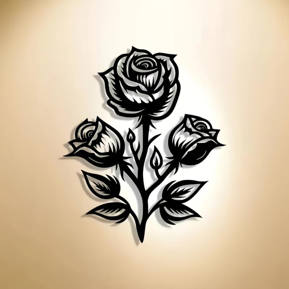 Laser Cut Rose Metal Wall Art Modern Home Office Decor Premium Craft Sign