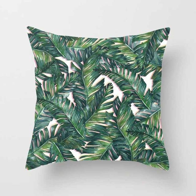 Tropical Plants Pillow Case Polyester Decorative Pillowcases Green Leaves Throw Pillow Case Kussensloop Almohada Poszewka Zt306